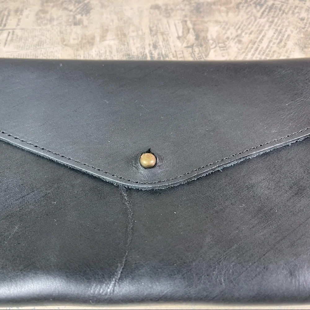 Parker Clay Black Leather Wallet Card Holder Travel Document Pouch Organizer